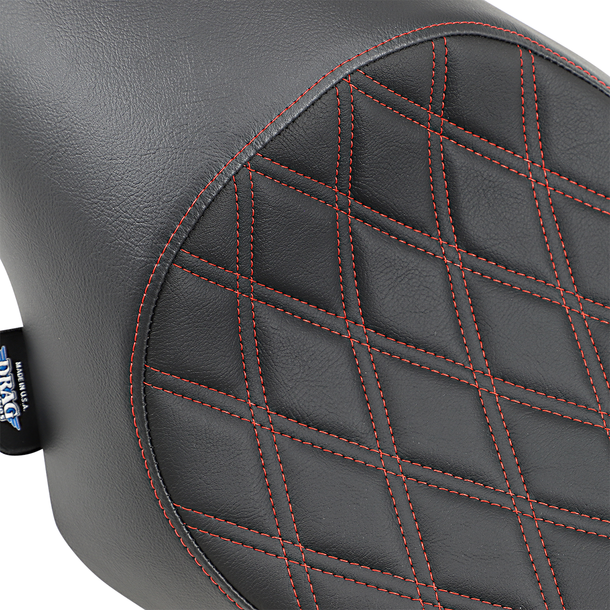 Asiento DRAG SPECIALTIES - 3/4 Solo - Doble Diamante - Negro con Costuras Rojas - '04-'22 XL 0804-0746