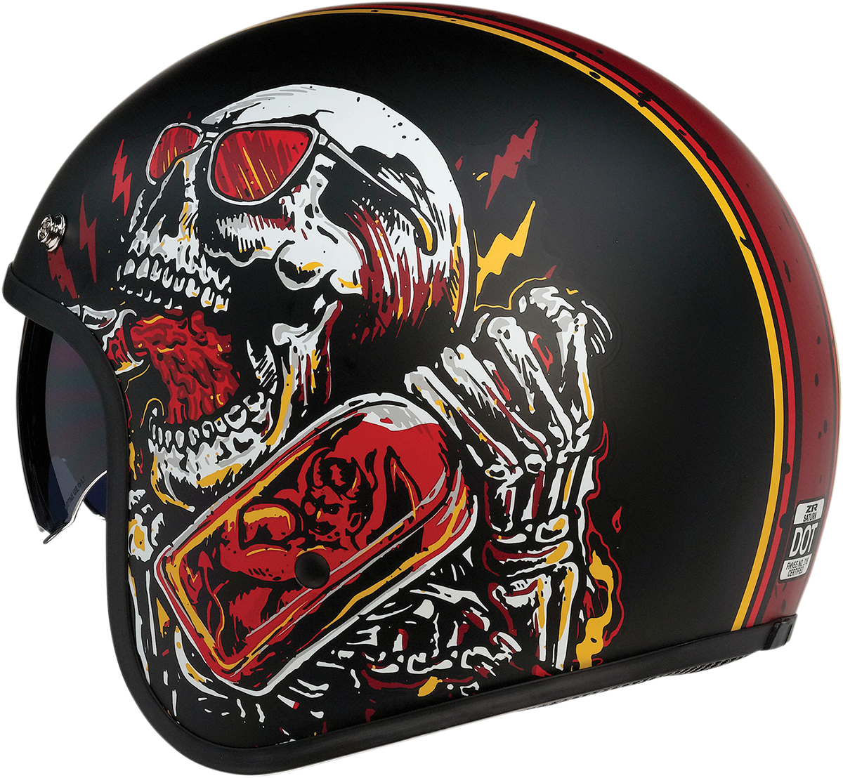Casco de motocicleta Saturn Z1R - Devil Made Me - Negro/Rojo - Grande 0104-2819
