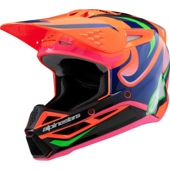 ALPINESTARS Youth SM3 Motorcycle Helmet - Deegan - Gloss Orange Fluo/Purple/Pink Fluo - Medium 8301425-433-YM