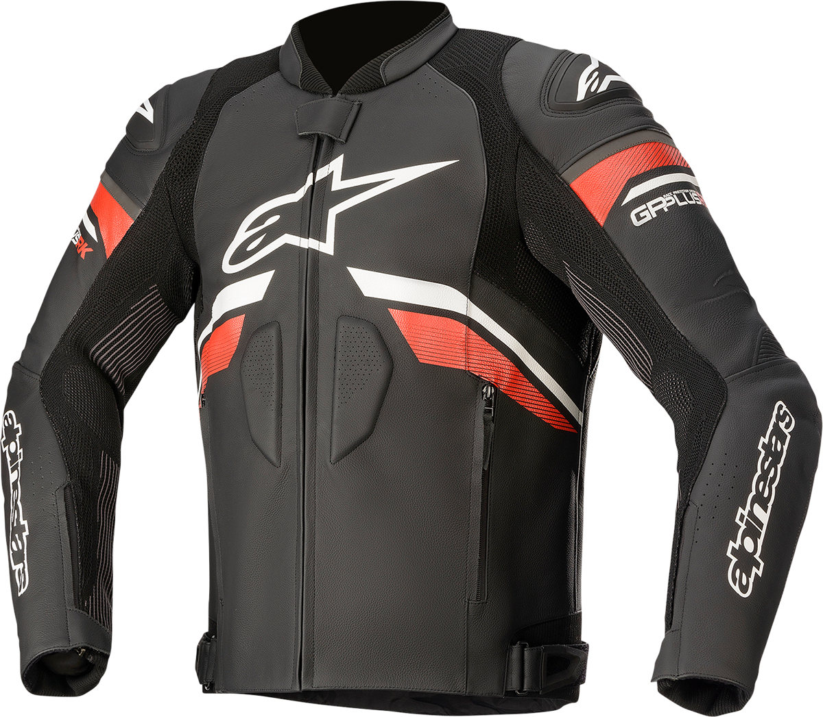 Chaqueta de cuero ALPINESTARS GP Plus R v3 Rideknit® - Negro/Blanco/Rojo - Talla 44 EE. UU. / 54 UE 3100321-1304-54