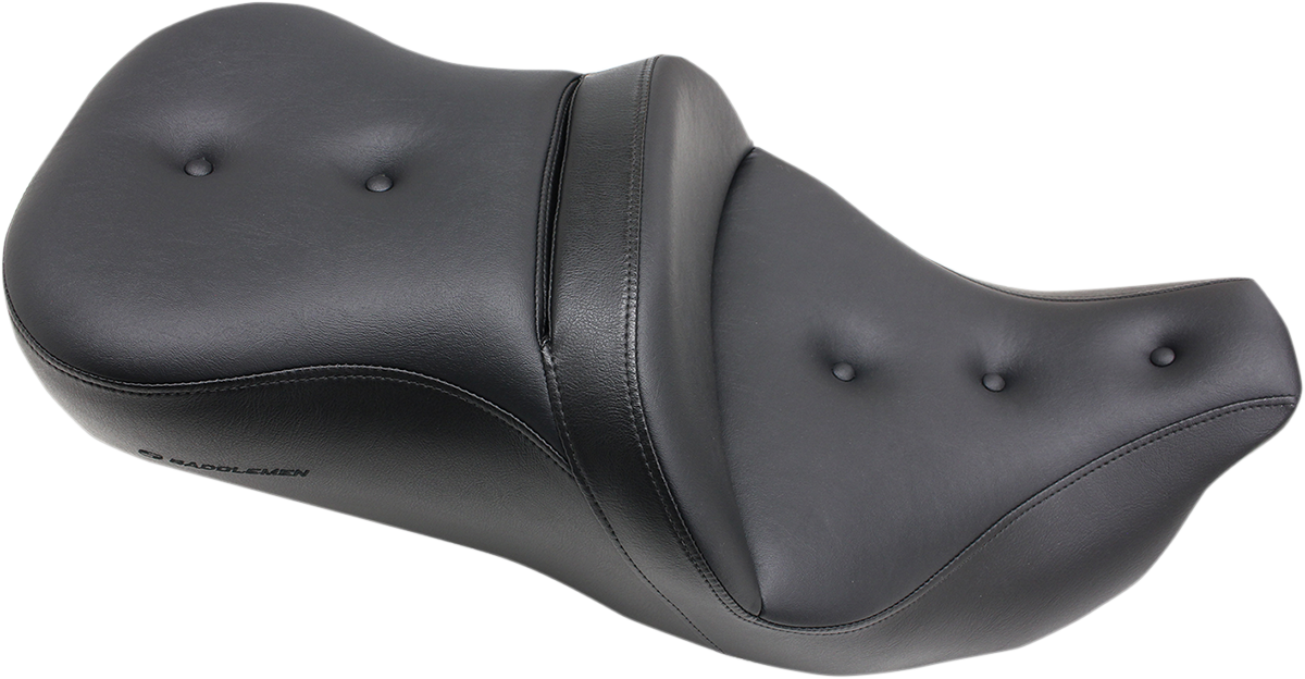 Asiento de sofá de carretera con cubierta acolchada SADDLEMEN - con respaldo - Negro - FLH/FLT '08-'23 808-07B-181