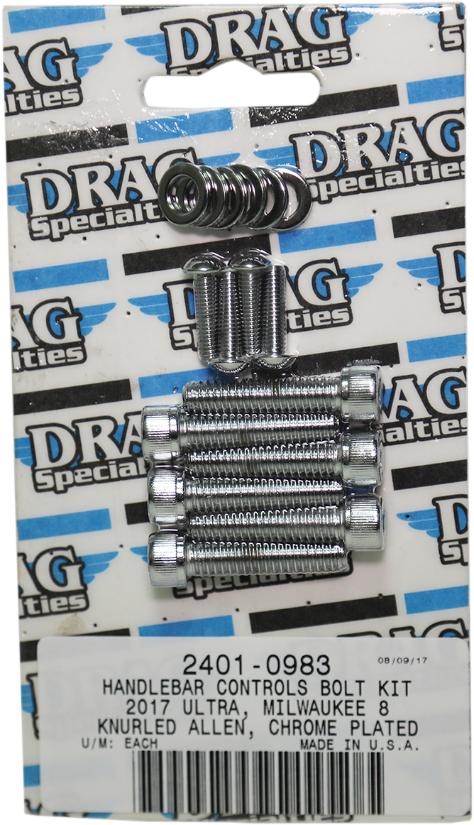 Kit de pernos moleteados para control de manillar DRAG SPECIALTIES - Cromado - M8 MK784
