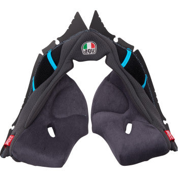 Almohadillas para mejillas AGV Pista GP RR - Gris/Cian - Pequeñas 201850005623GS