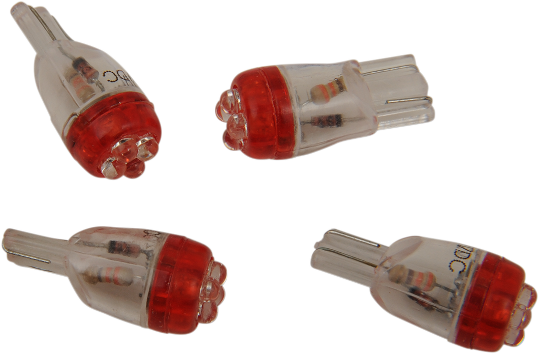 Bombillas LED Mini Wedge DRAG SPECIALTIES - Rojas T10-4LEDR-HC