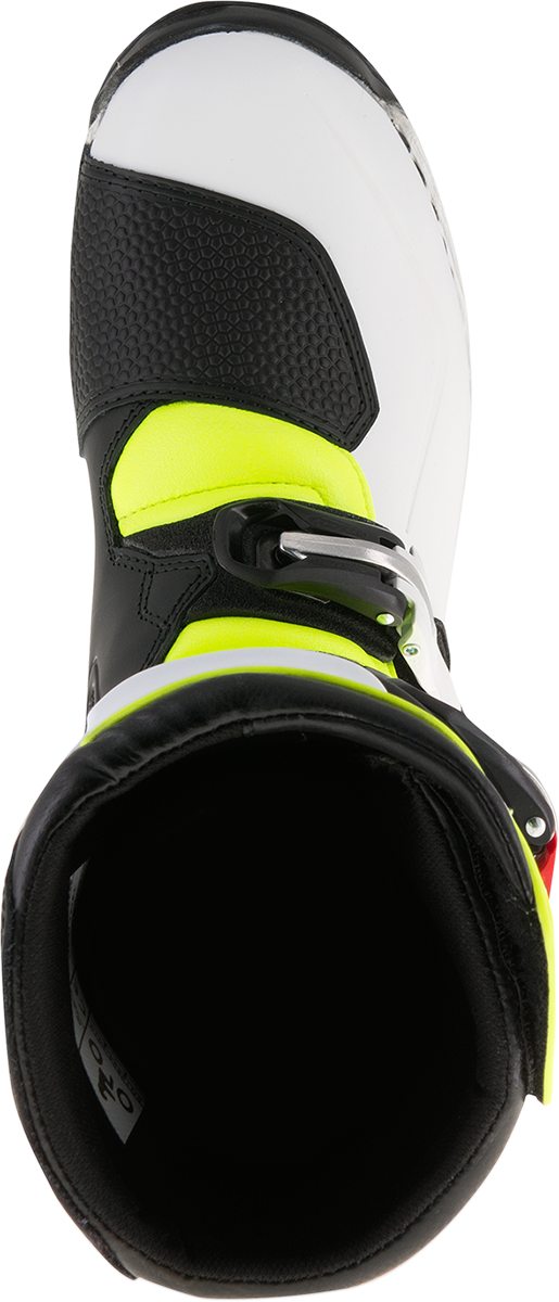 Botas ALPINESTARS Tech-T - Blanco/Rojo/Amarillo Fluorescente/Negro - Talla 8 de EE. UU. 2004017-2351-8