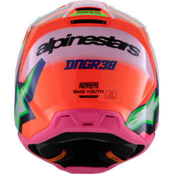 ALPINESTARS Youth SM3 Motorcycle Helmet - Deegan - Gloss Orange Fluo/Purple/Pink Fluo - Medium 8301425-433-YM