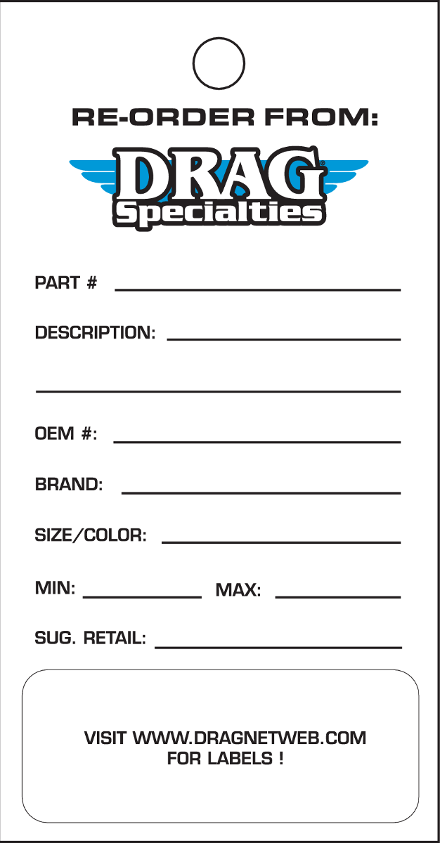 Etiquetas de reorden de inventario de DRAG SPECIALTIES 9904-0425