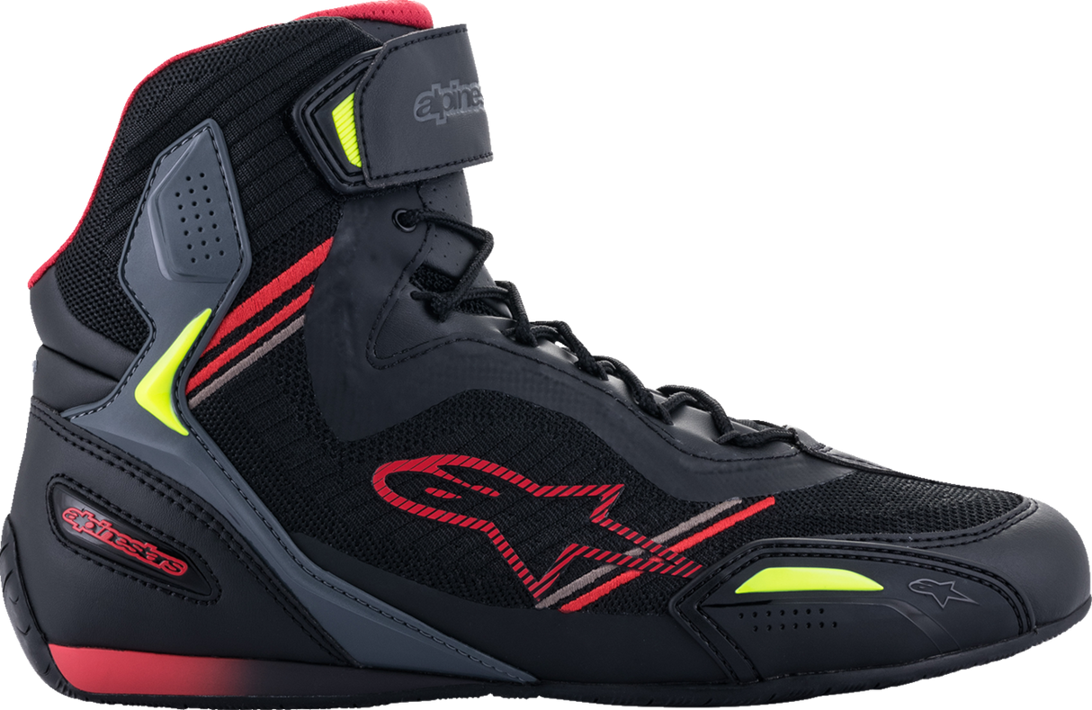 Zapatillas ALPINESTARS Faster-3 Rideknit® - Negro/Rojo/Amarillo - Talla 14 de EE. UU. 251031913614