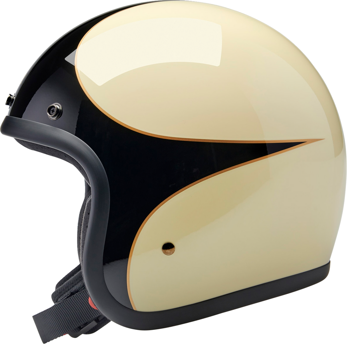 Casco BILTWELL Bonanza - Blanco vintage brillante/Negro festoneado - Mediano 1001-559-203