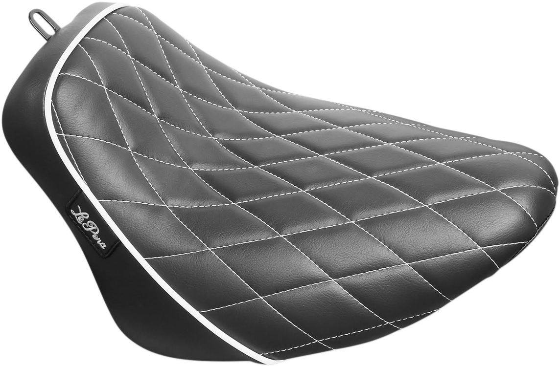 Asiento individual LE PERA Bare Bones - Costuras de diamante con ribetes blancos - Negro - Softail LYB-007DMWTP