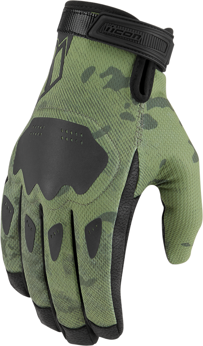 Guantes ICON Hooligan™ CE - Camuflaje verde - Medianos 3301-4403