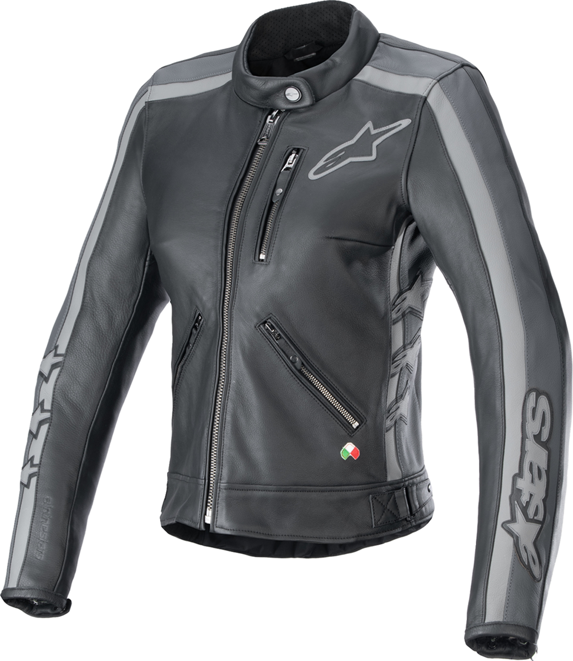 Chaqueta de cuero Stella Dyno para mujer de ALPINESTARS - Gris alquitrán negro/Gris oscuro - 2XL 3113924-1296-2X