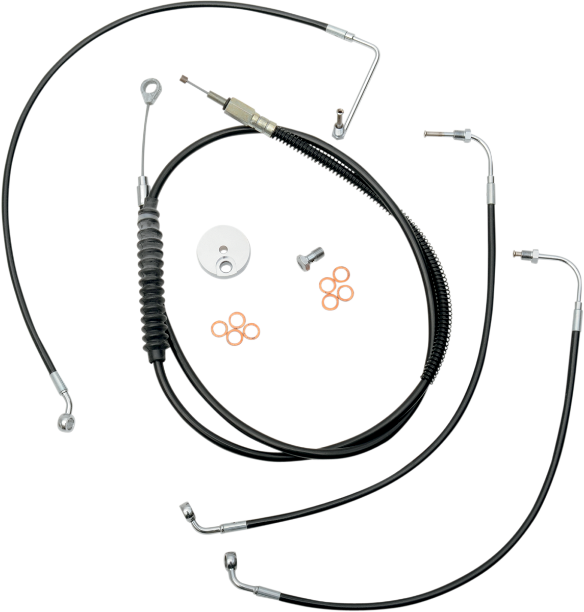 Kit de cable de manillar/línea de freno LA CHOPPERS - Manillar Mini Ape Hanger - Vinilo negro LA-8010KT-08B