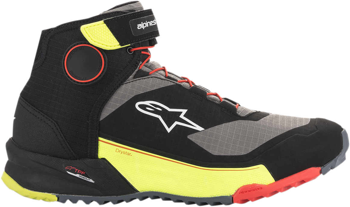 Zapatillas ALPINESTARS CR-X Drystar® - Negro/Rojo/Amarillo Fluorescente - Talla 11 de EE. UU. 2611820153811