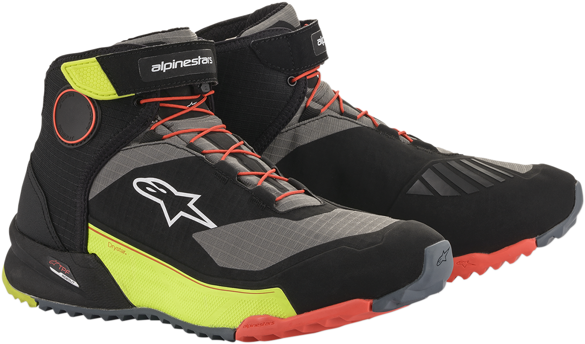 Zapatillas ALPINESTARS CR-X Drystar® - Negro/Rojo/Amarillo Fluorescente - Talla 11 de EE. UU. 2611820153811