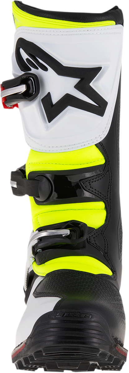 Botas ALPINESTARS Tech-T - Blanco/Rojo/Amarillo Fluorescente/Negro - Talla 8 de EE. UU. 2004017-2351-8