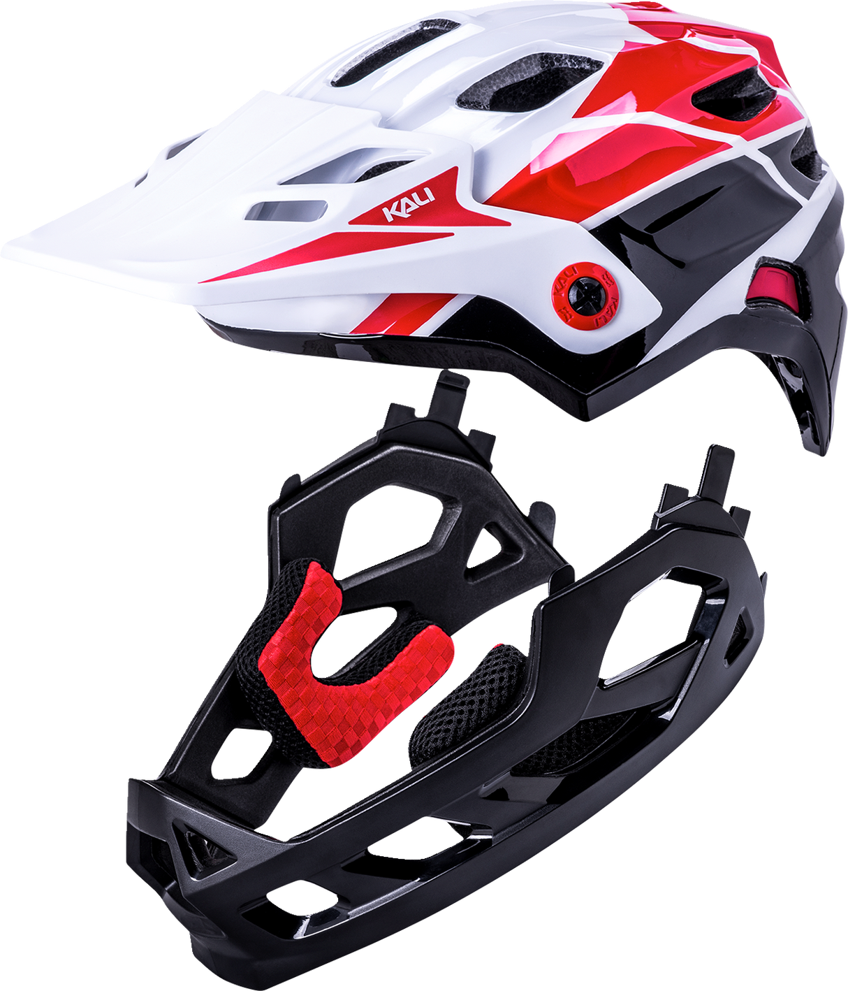 Casco integral de bicicleta KALI Maya para niños - Carrera - Blanco brillante/Rojo/Negro 0221922112