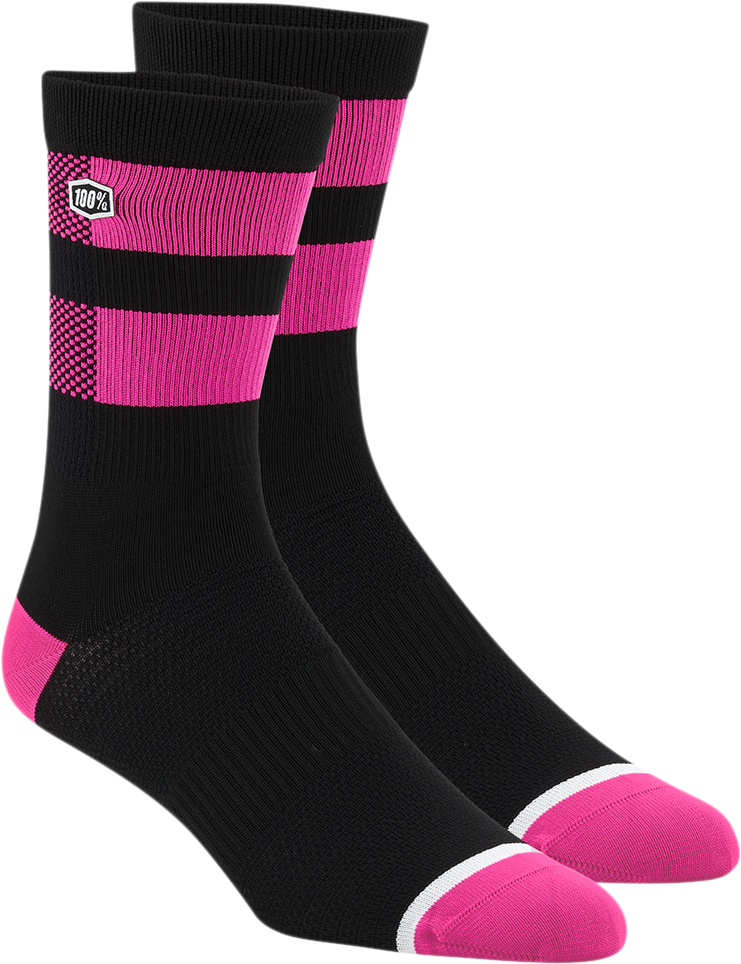 Calcetines 100% Flow - Negro/Rosa Fluorescente - Tallas Pequeña/Mediana 24005-491-17