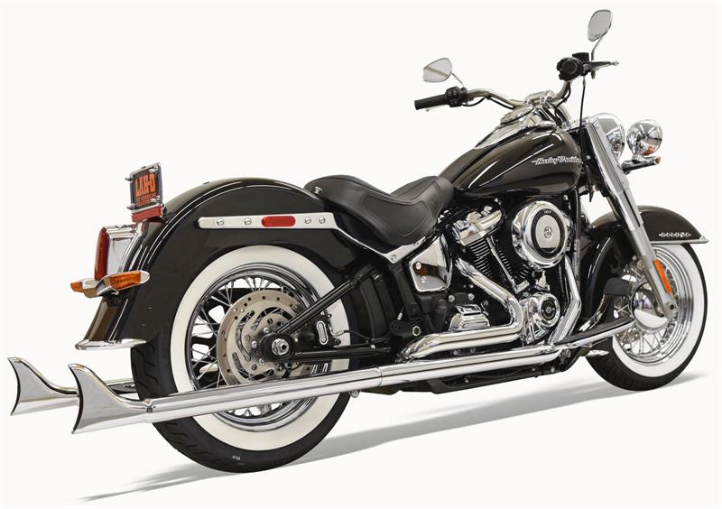 BASSANI XHAUST Chrome True Duals 36" in. 2-1/4" Fishtail Mufflers With Baffles for 2018-2020 Softail 1S96E-36 1800-2377