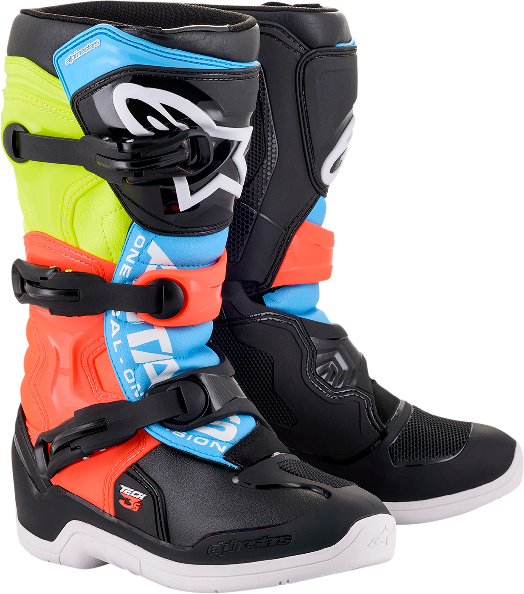 Botas ALPINESTARS Tech 3S - Negro/Amarillo/Rojo - Talla 8 de EE. UU. 2014018-1538-8