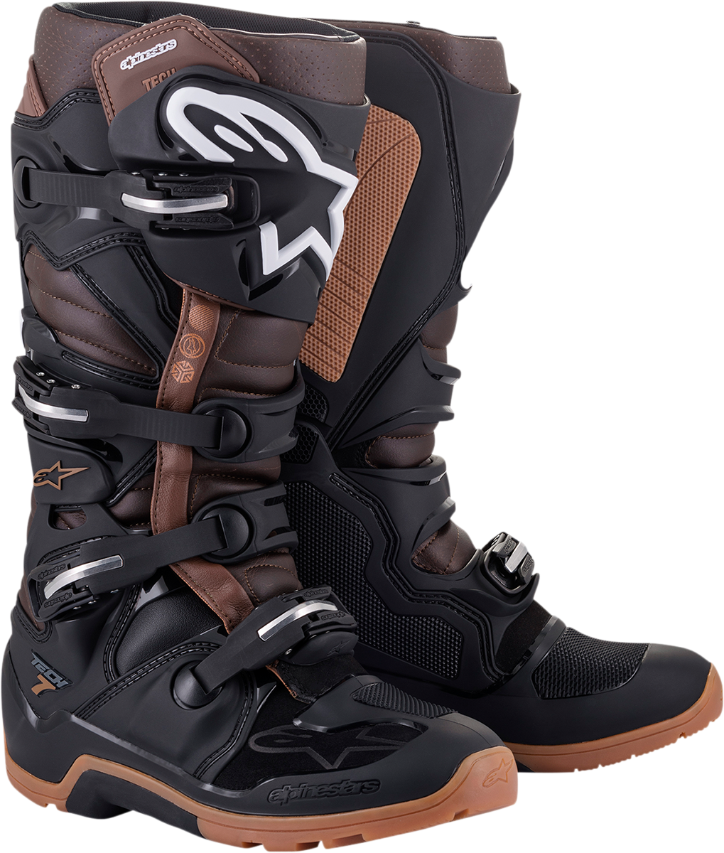 Botas de enduro ALPINESTARS Tech 7 - Negro/Marrón - Talla 6 (EE. UU.) 2012114-1089-6