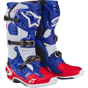 Botas ALPINESTARS Union Tech 10 - Rojo/Blanco/Azul - Talla 9 de EE. UU. 2010020-3372-9