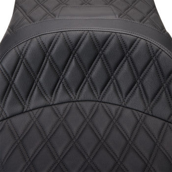 DRAG SPECIALTIES Freedom Seat - Vinyl - Double Diamond Black Stitch - FLH '09-'23 0801-1481
