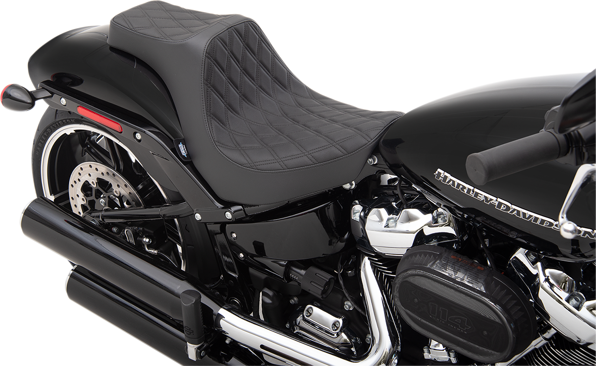 Asiento Predator III de DRAG SPECIALTIES - Doble diamante - Costuras negras 0802-1267