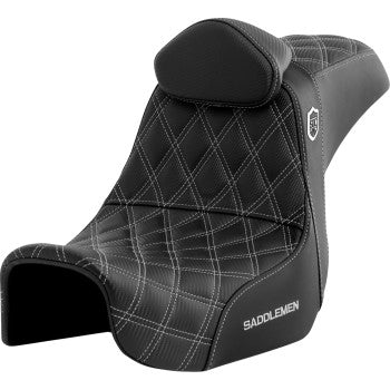 Asiento Saddlemen para Harley Davidson Dyna 2006-2017, asiento de alto rendimiento SDC Pro Series con respaldo, costura plateada SC80604SILRT