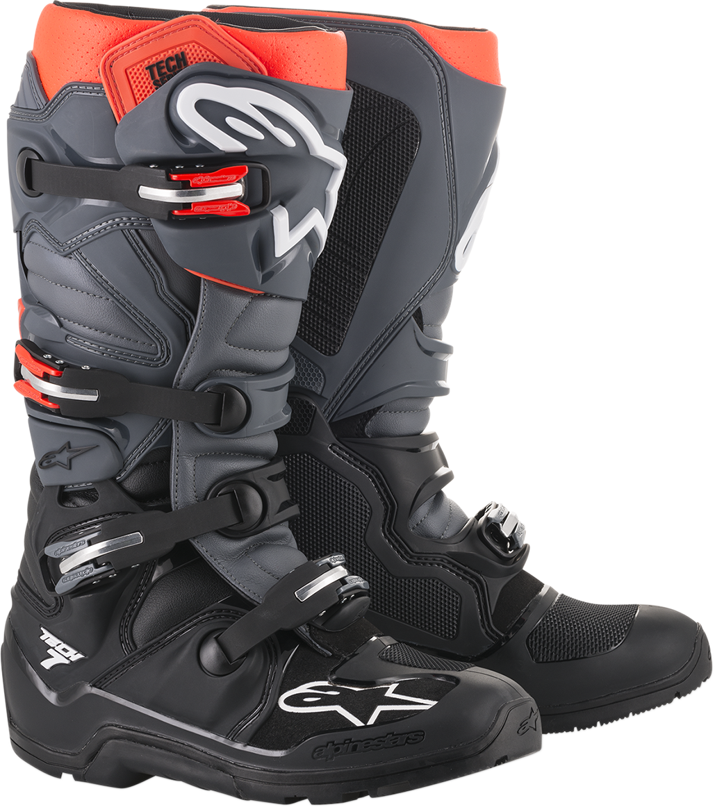 Botas de enduro ALPINESTARS Tech 7 - Negro/Gris - Talla 14 (EE. UU.) 2012114113314