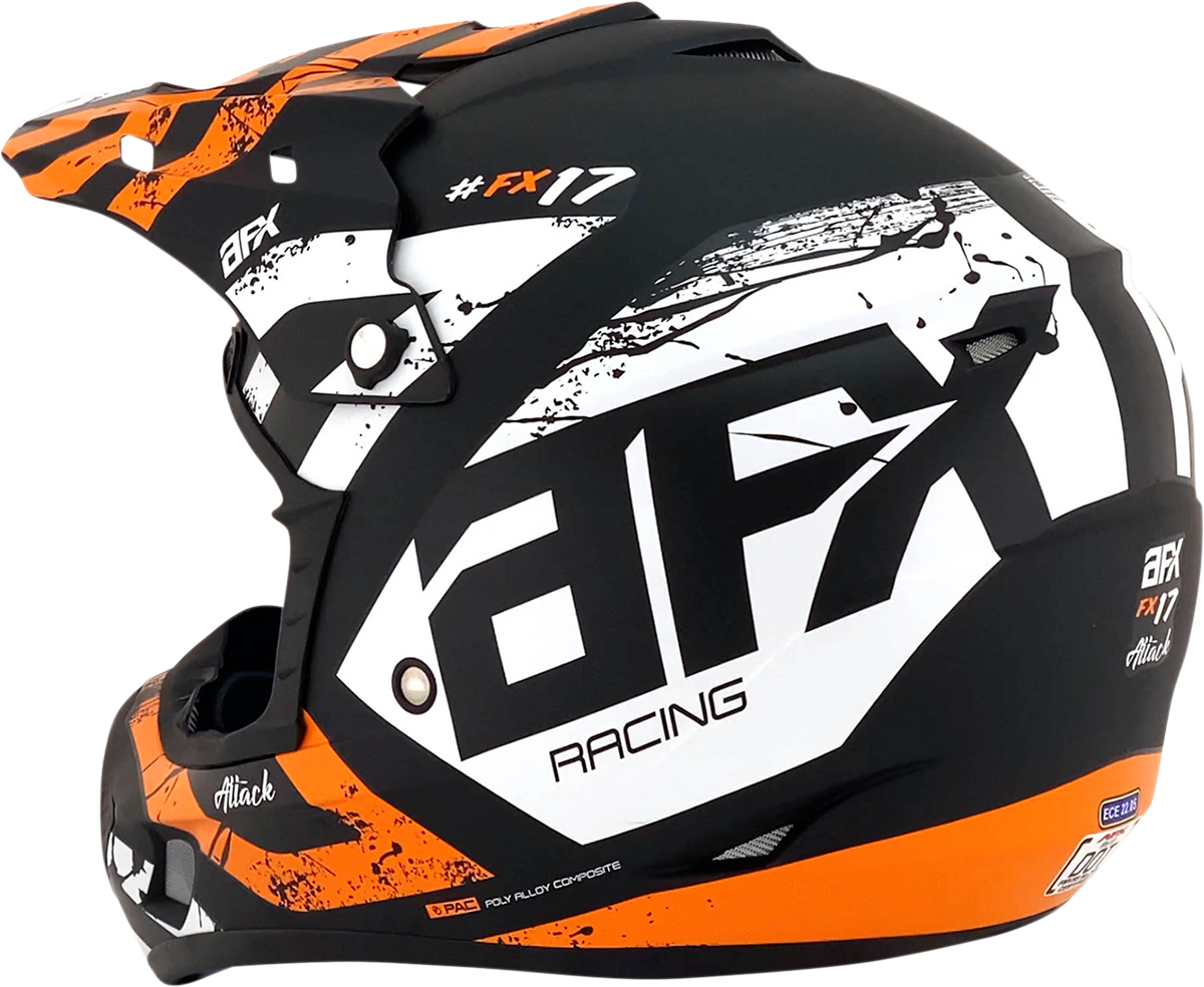 Casco de motocicleta AFX FX-17 - Attack - Negro mate/Naranja - Talla pequeña 0110-7155
