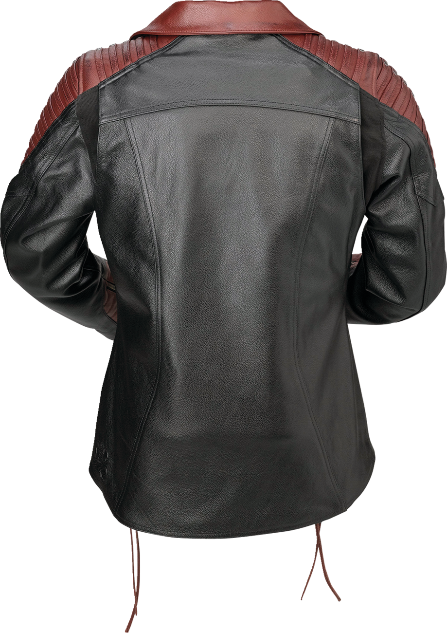 Chaqueta de cuero Z1R Combiner para mujer - Negro/Rojo - Talla grande 2813-1012