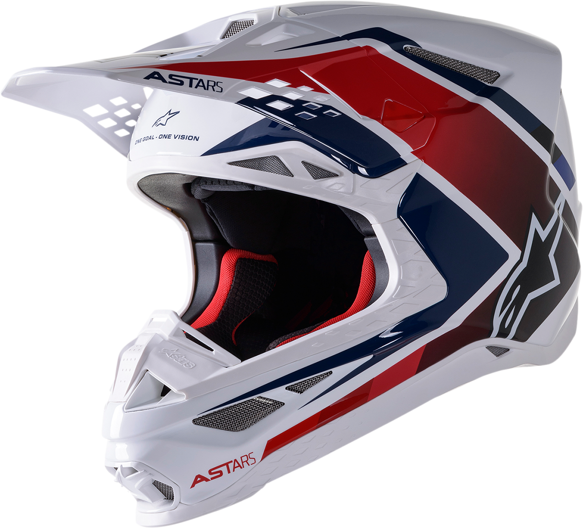 Casco de motocicleta ALPINESTARS Supertech M10 - Meta 2 - MIPS® - Blanco/Rojo/Azul - Pequeño 8300422-2378-SM