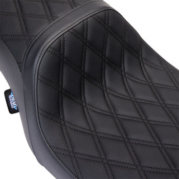Asiento Predator 2Up de DRAG SPECIALTIES - Vinilo - Costuras negras de doble diamante - FLH '08-'23 0801-1490