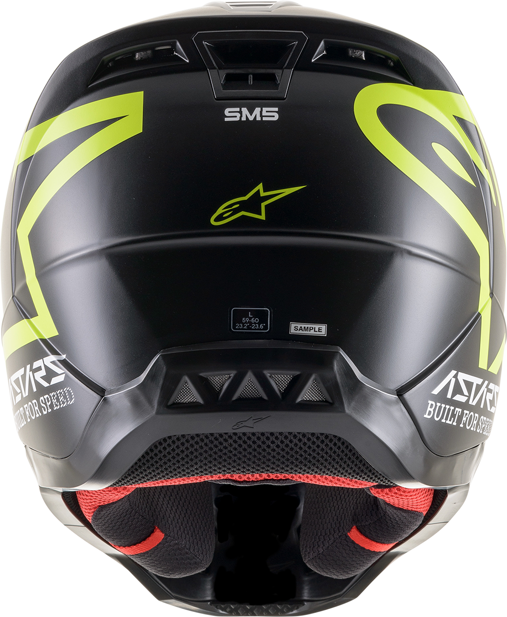 Casco de motocicleta ALPINESTARS SM5 - Compass - Negro mate/Amarillo fluorescente - Grande 8303321-1559-LG