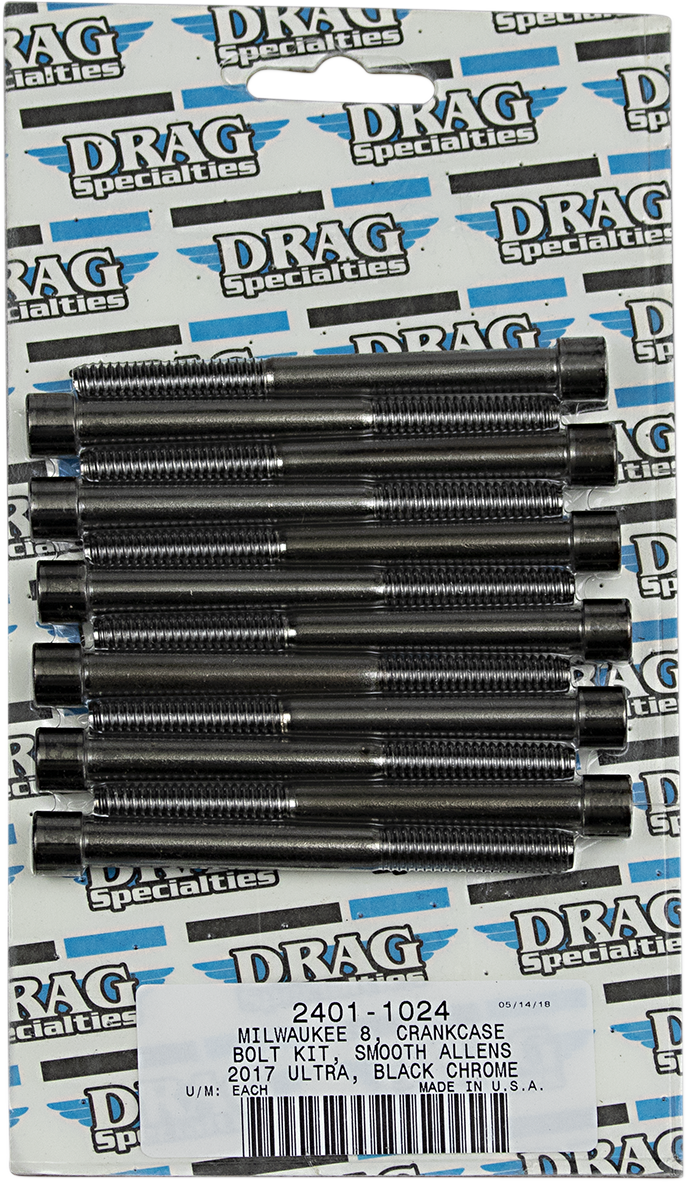 Kit de pernos lisos para cárter DRAG SPECIALTIES - Negro/Cromo - M8 MK778SBK