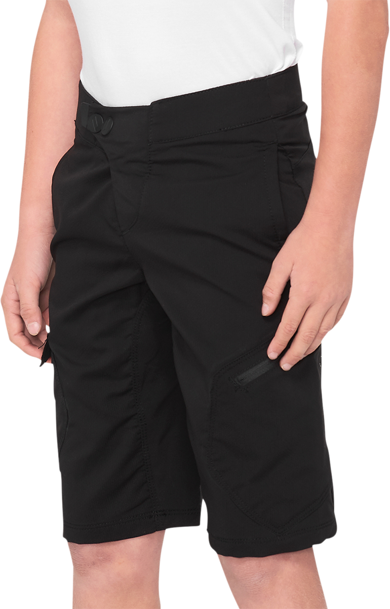 Pantalones cortos Ridecamp 100 % para jóvenes - Negro - Talla 28 de EE. UU. 40033-00003