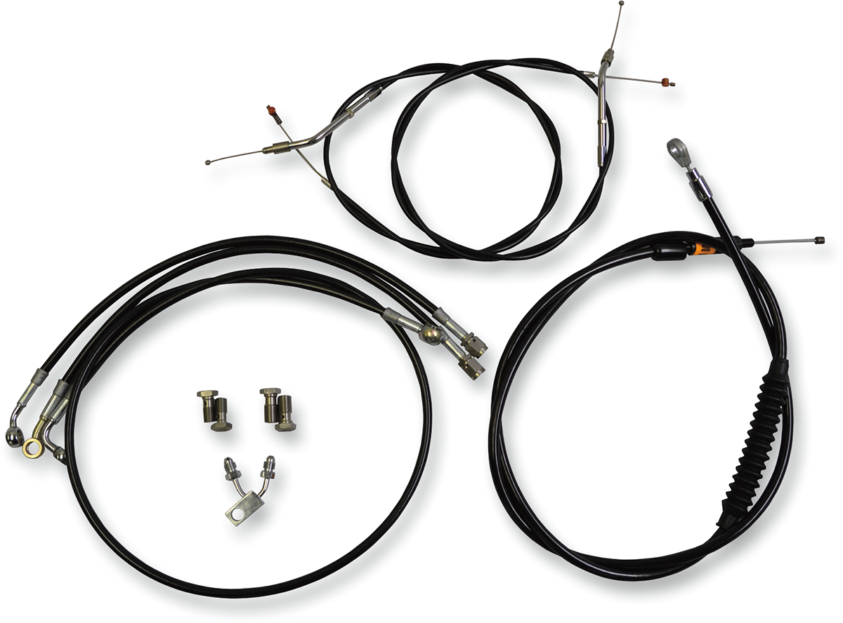 LA CHOPPERS Handlebar Cable/Brake Line Kit - 18" - 20" Ape Hanger Handlebars - Black LA-8150KT-19B