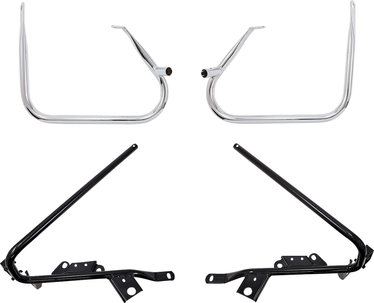 Soportes para alforjas DRAG SPECIALTIES - Cromados - 09-13FLT PROTECTORES CROMADOS/SOPORTES NEGROS 21058