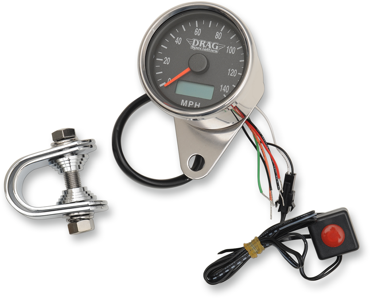 Velocímetro electrónico programable de 2.4" MPH con odómetro y cuentakilómetros parcial - Pulido - Esfera negra 21-6893DSNU