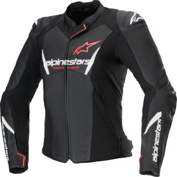 Chaqueta de cuero ALPINESTARS Stella Faster v3 - Negro/Blanco Fluo/Coral - Talla 12 de EE. UU. / 48 de UE 3113625-1781-48