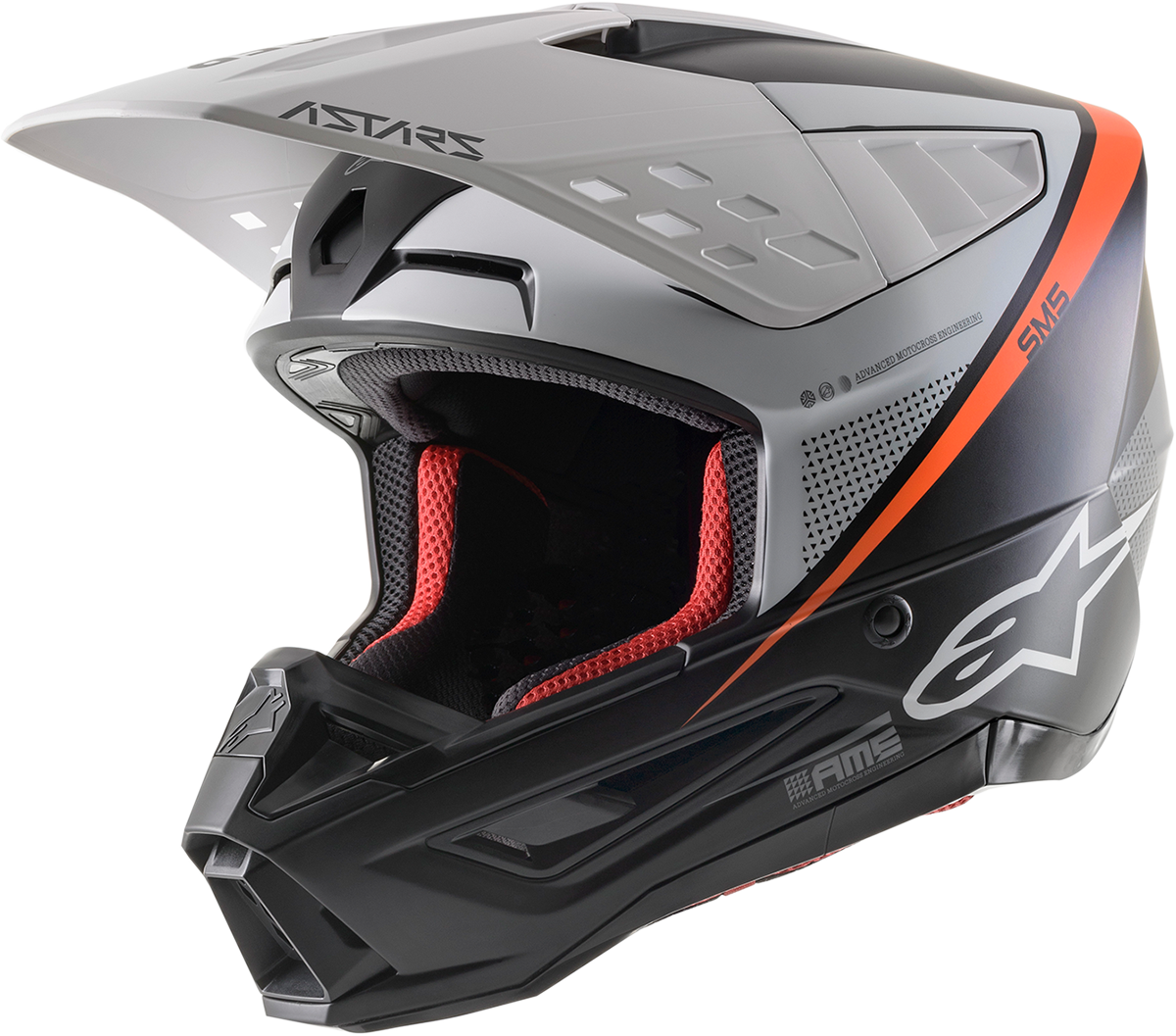 Casco de motocicleta ALPINESTARS SM5 - Rayón - Negro/Blanco/Naranja - Grande 8304121-1242-LG