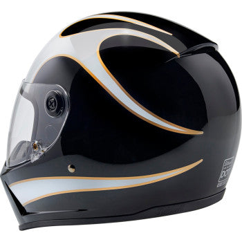 Casco BILTWELL Lane Splitter - Negro brillante/Llamas blancas - XS 1004-570-501