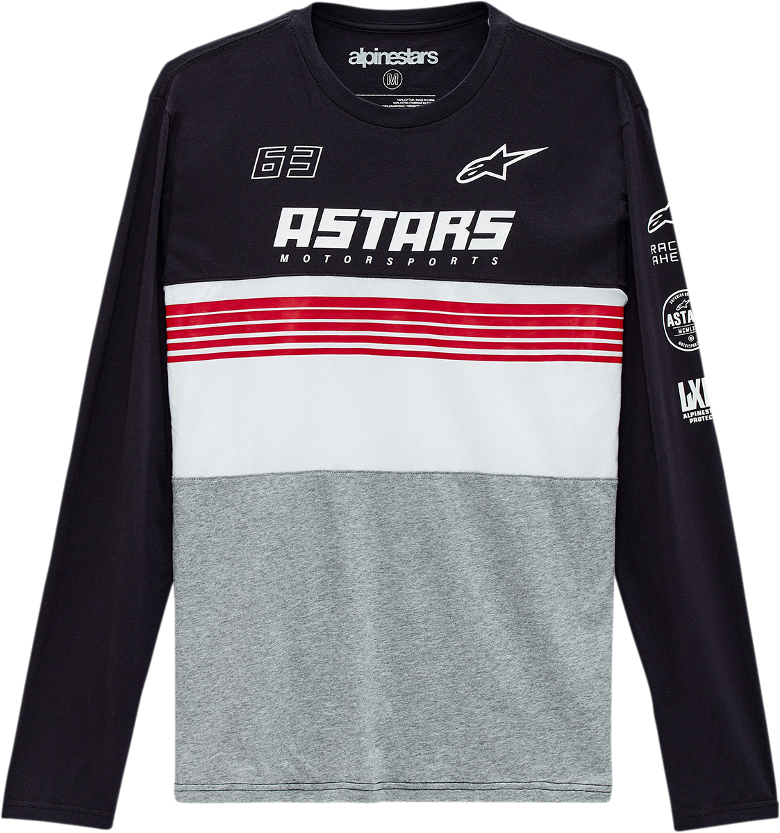 Camiseta de manga larga ALPINESTARS Turbo - Negro/Gris jaspeado - 2XL 12137111110282X