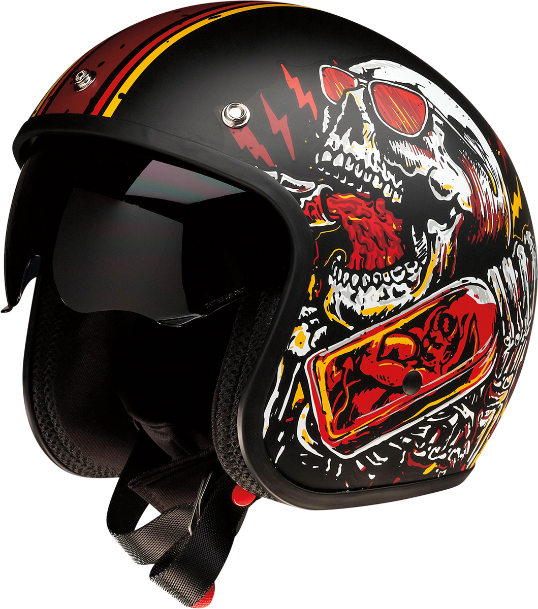 Casco de motocicleta Saturn Z1R - Devil Made Me - Negro/Rojo - Grande 0104-2819
