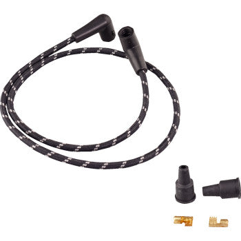 Cables de bujía DRAG SPECIALTIES - Trenzados - Negro/Blanco 2104-0399