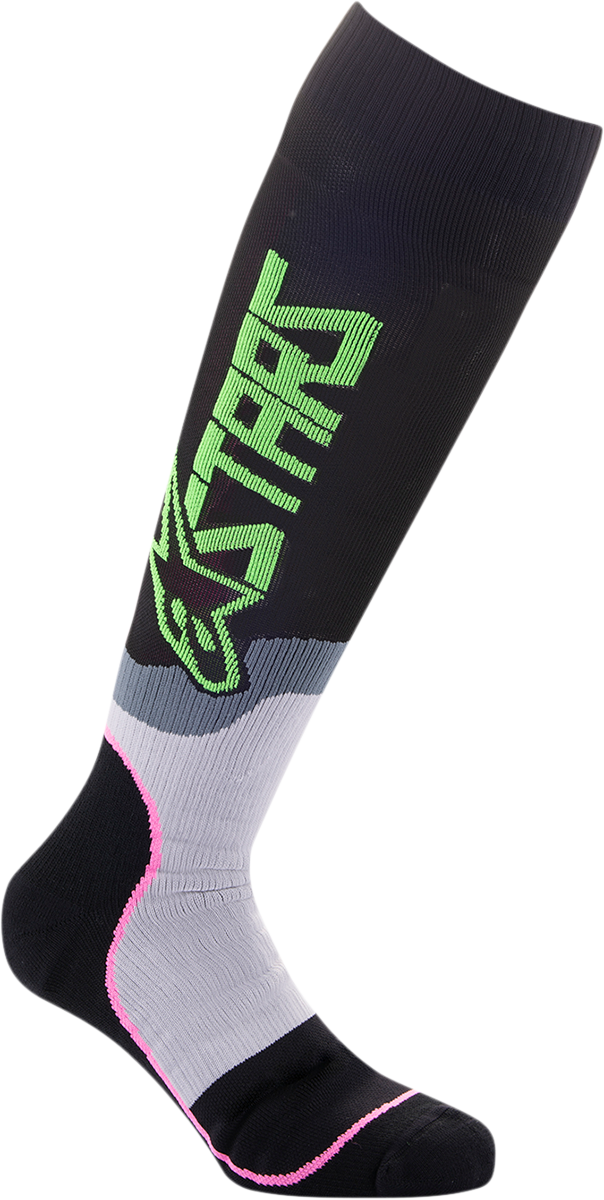 Calcetines ALPINESTARS MX Plus-2 - Negro/Verde/Neón/Rosa Fluorescente - Talla Mediana 4701920-1669-M