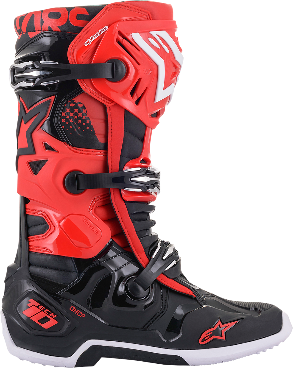 Botas ALPINESTARS Tech 10 - Negro/Rojo - Talla 11 de EE. UU. 2010020-31-11
