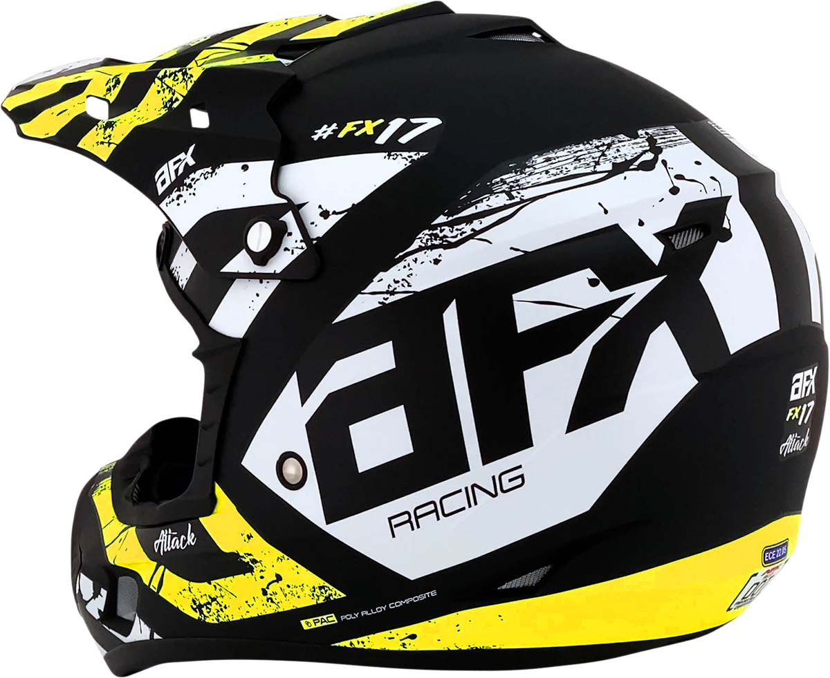 AFX FX-17 Motorcycle Helmet - Attack - Matte Black/Hi-Vis Yellow - Small 0110-7173