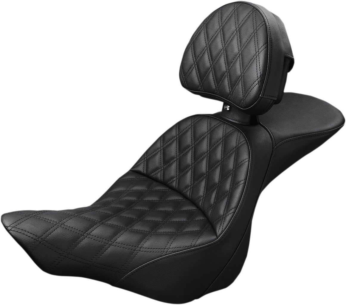 Saddlemen Explorer Seat for Harley Davidson FXSB 2013-2017, Lattice Stitched with Backrest 813-27-030LS